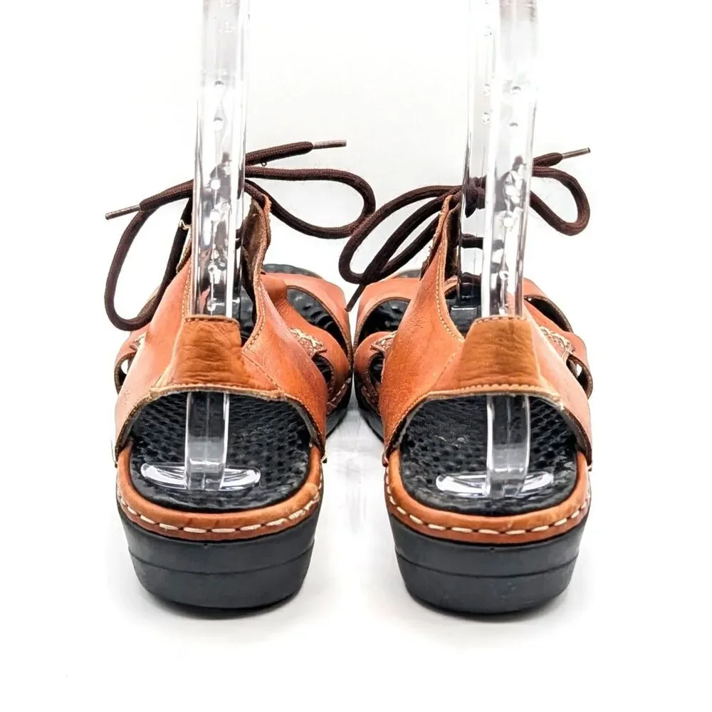 Rieker Sandals Brown Leather Fisherman's Lace Up Women's Size EU 42 / US 11.5